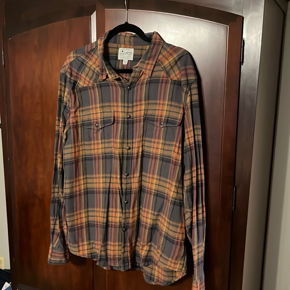 Lucky Brand Mens Saturday Stretch XL Long sleeve plaid shirt